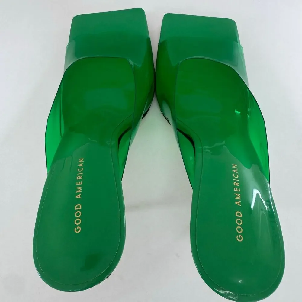 NEW Good American Emerald Green PVC Stiletto Heel sz 11.5 Summer Glams Vacation